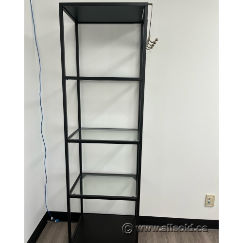 Black Metal Display Stand Bookcase with Square Glass Shelves Allsold